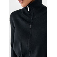 Трикотажний костюм із коротким кардиганом на блискавці та широкими штанами  чорний колір