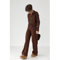 В'язаний трикотажний костюм з коротким кардиганом  коричневий колір