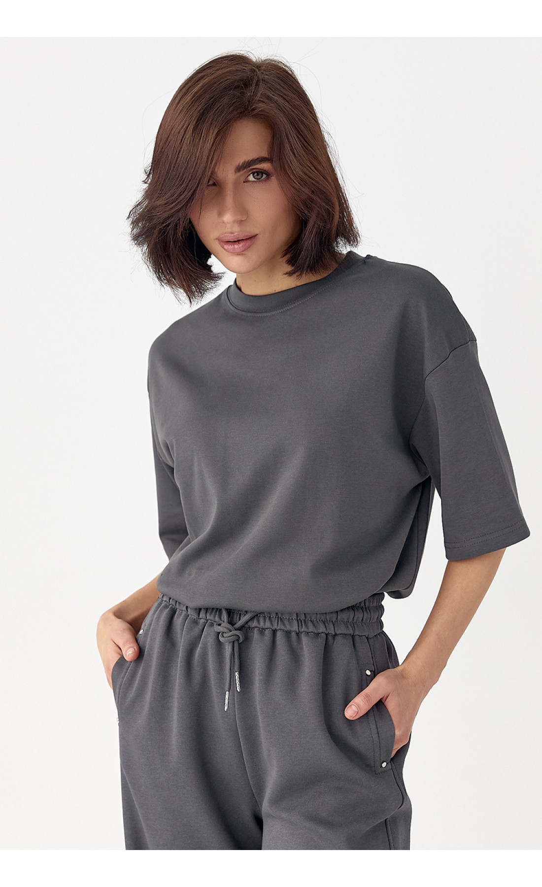 Однотонна базова футболка  сірий колір