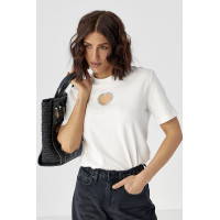 Футболка з вирізом у формі серця  молочний колір