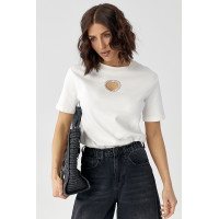 Футболка з вирізом у формі серця  молочний колір