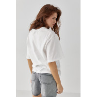 Футболка оверсайз із принтом лимона  білий колір