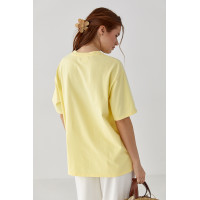 Футболка вільного крою з вишитим написом  жовтий колір