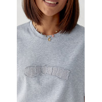 Футболка вільного крою з вишитим написом  сірий колір