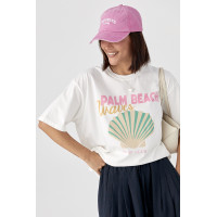 Футболка з принтом мушлі  білий колір