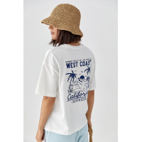 Футболка з принтом California  молочний колір
