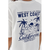 Футболка з принтом California  молочний колір