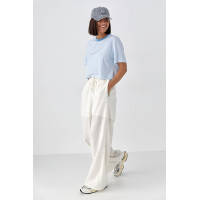 Футболка у смужку вільного крою  блакитний колір