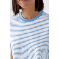 Футболка у смужку вільного крою  блакитний колір