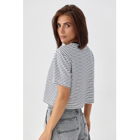 Футболка у смужку вільного крою  темносиній колір