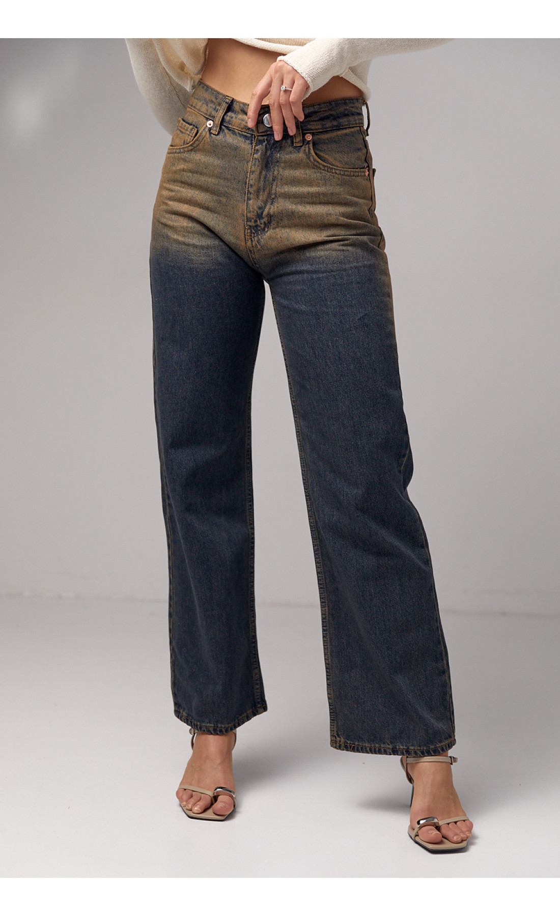 Жіночі жіночі джинси з ефектом twotone coloring  темносиній колір