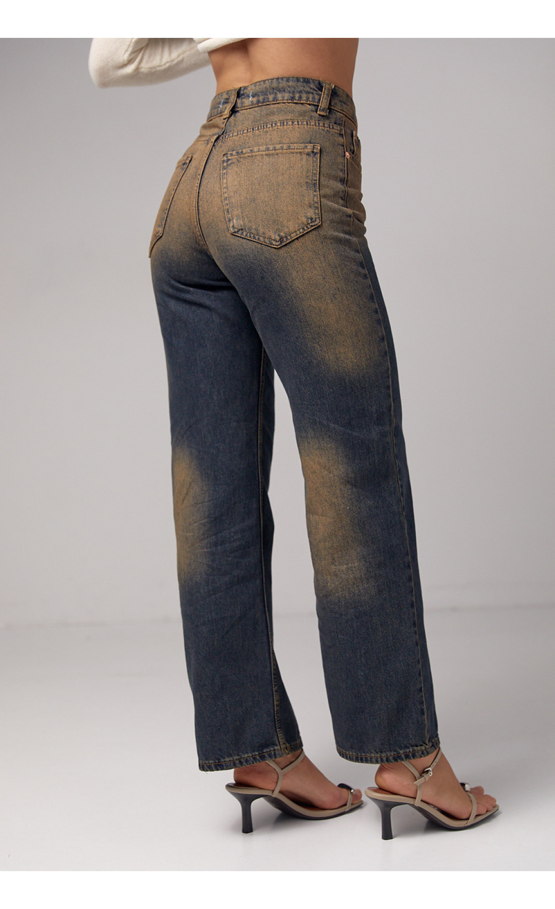 Жіночі жіночі джинси з ефектом twotone coloring  темносиній колір