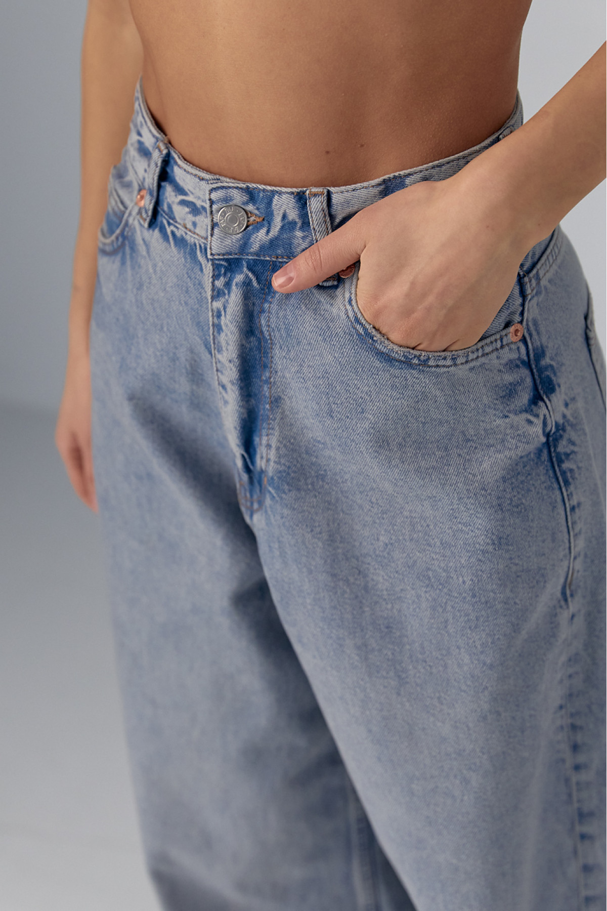 Жіночі широкі жіночі джинси wideleg  синій колір