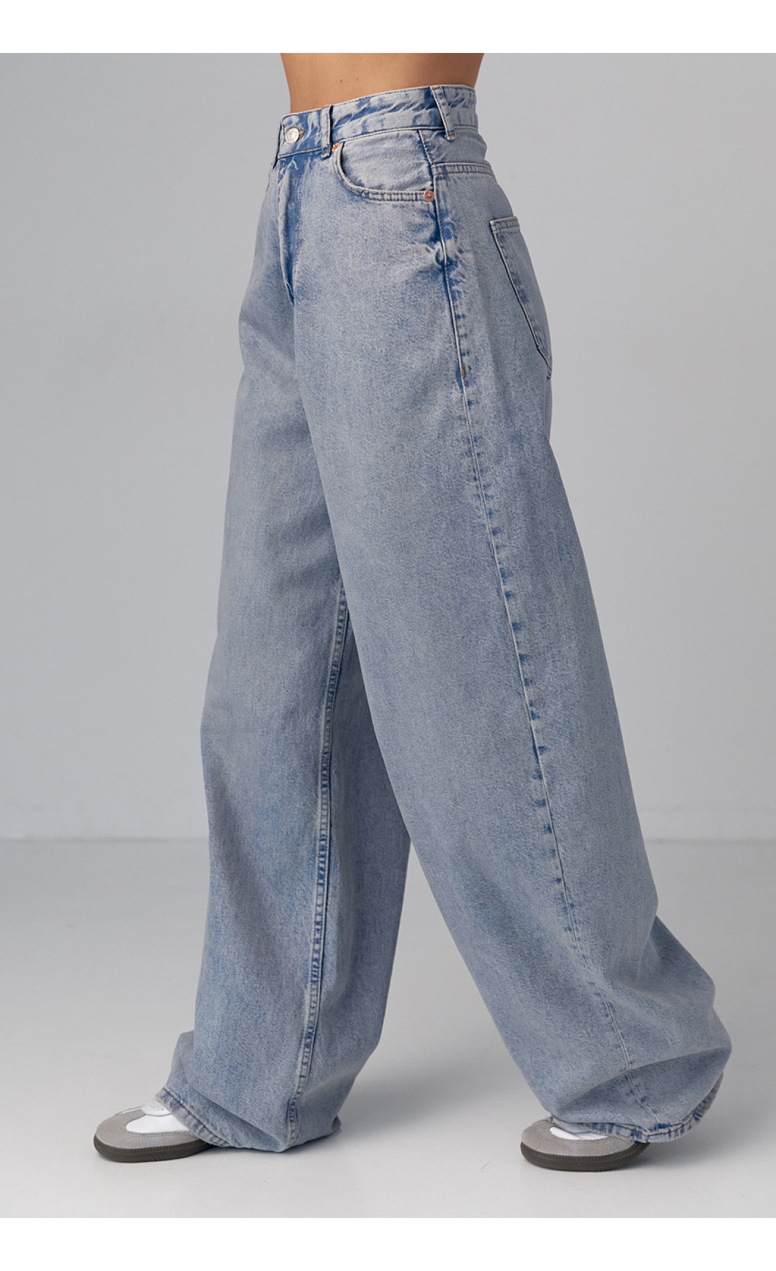 Жіночі широкі жіночі джинси wideleg  синій колір