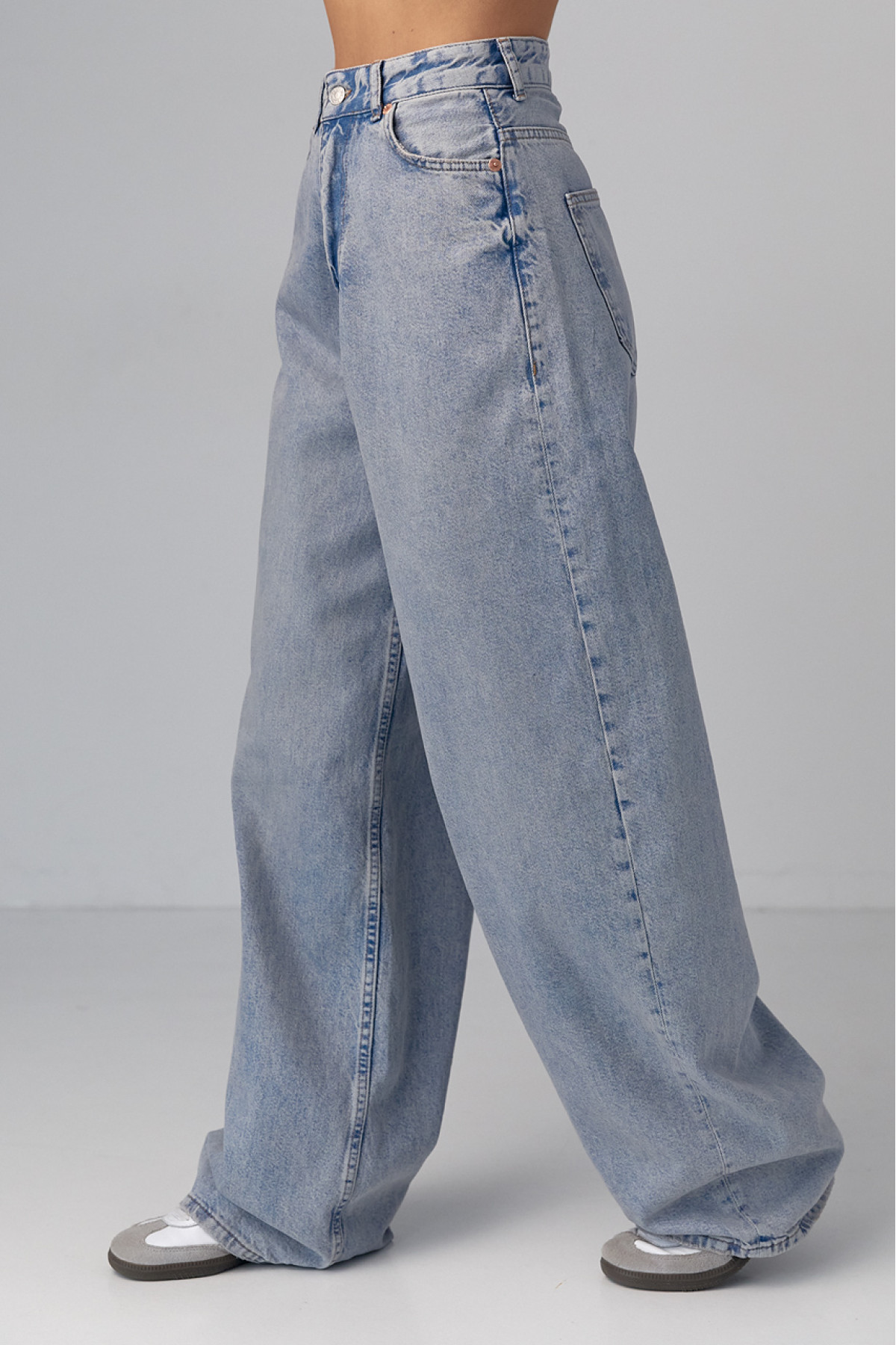 Жіночі широкі жіночі джинси wideleg  синій колір