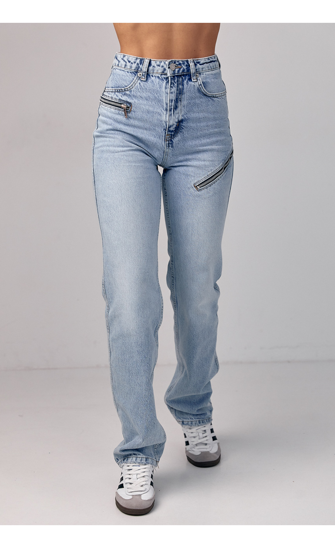 Жіночі жіночі джинси з блискавками  блакитний колір