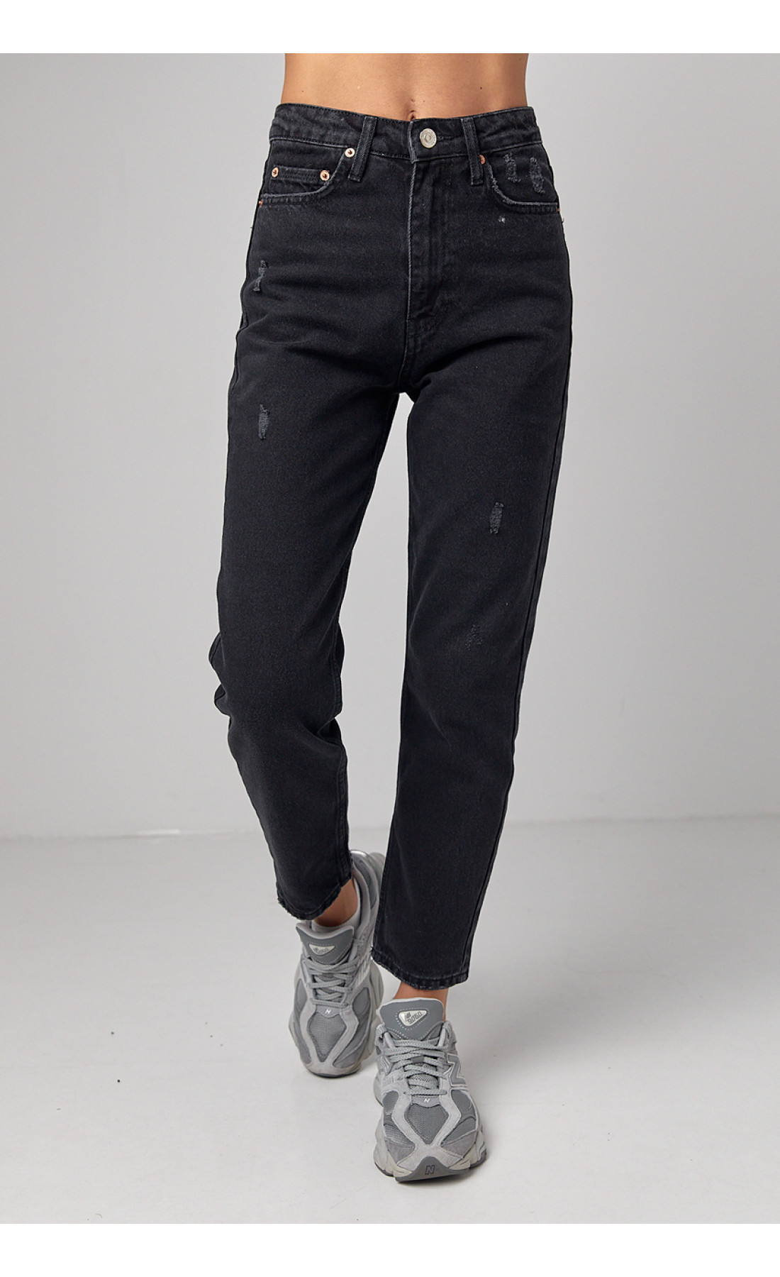 Укорочені жіночі жіночі джинси МОМ  чорний колір