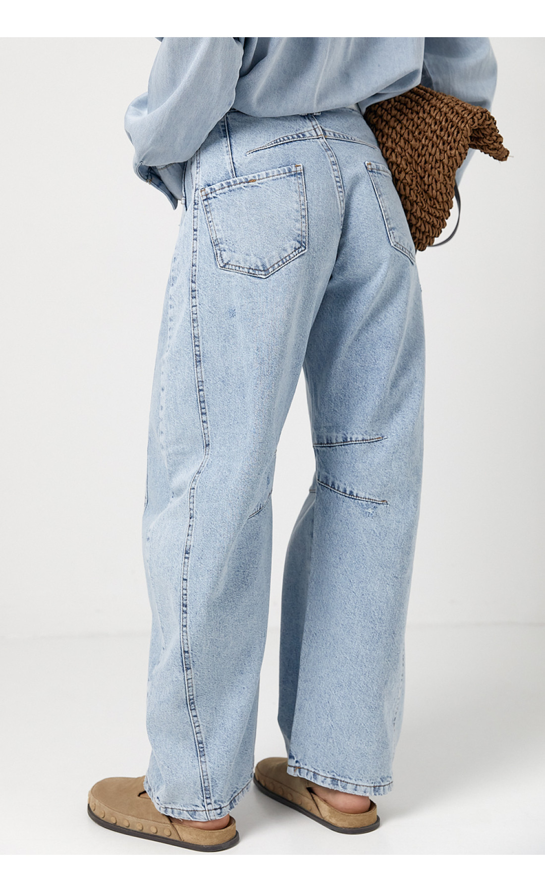 Джинси жіночі  Вaggy з рваним ефектом  блакитний колір