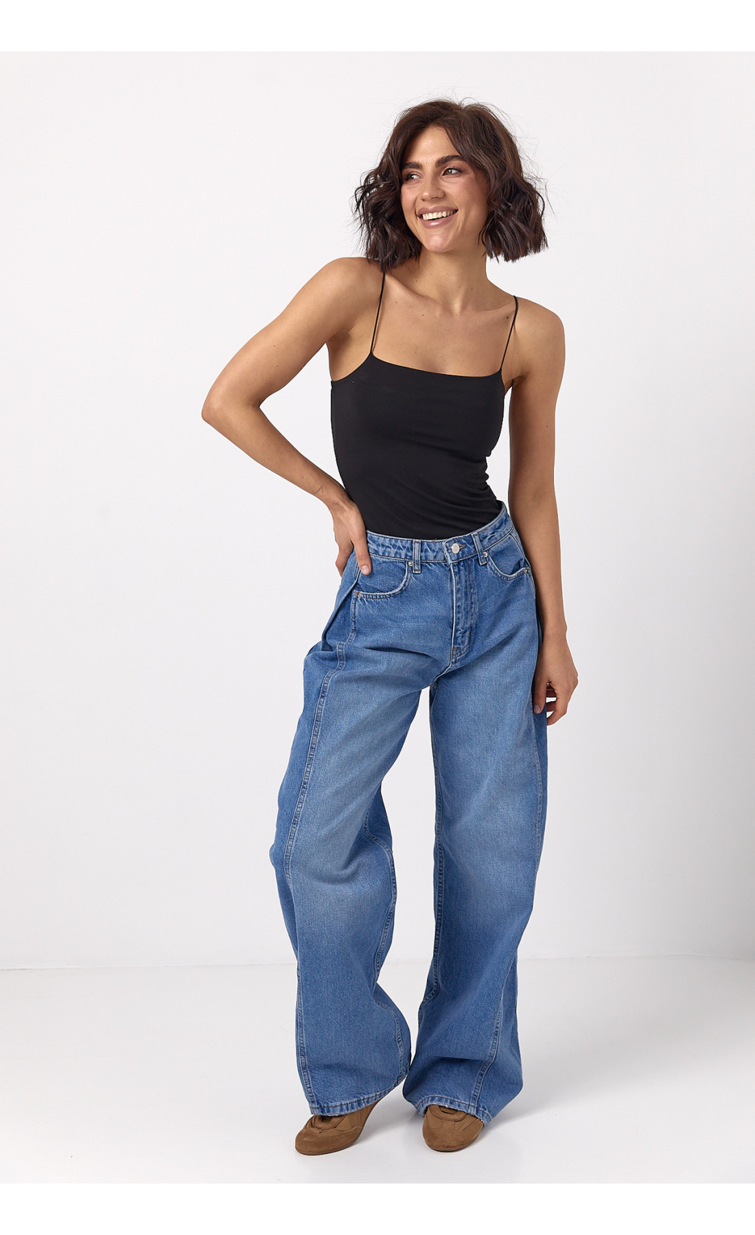 Широкі жіночі жіночі джинси Baggy  синій колір