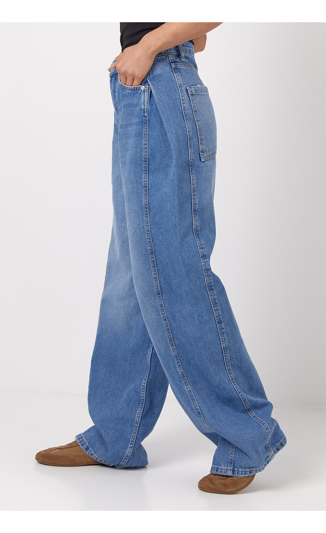 Широкі жіночі жіночі джинси Baggy  синій колір