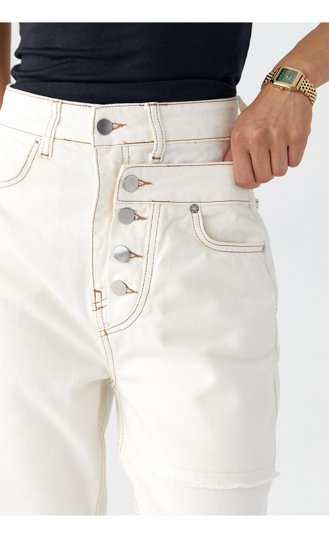 Джинси Wide Leg із акцентними швами  молочний колір