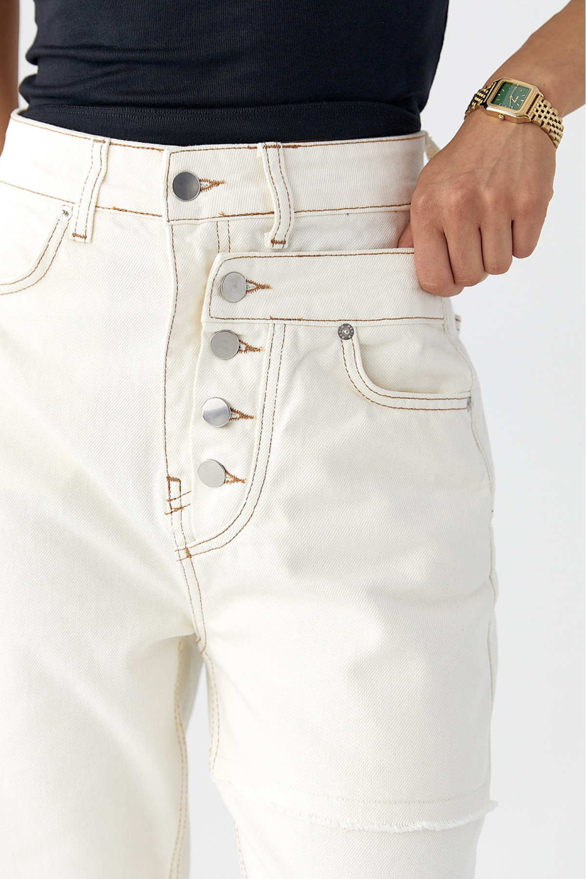 Джинси Wide Leg із акцентними швами  молочний колір