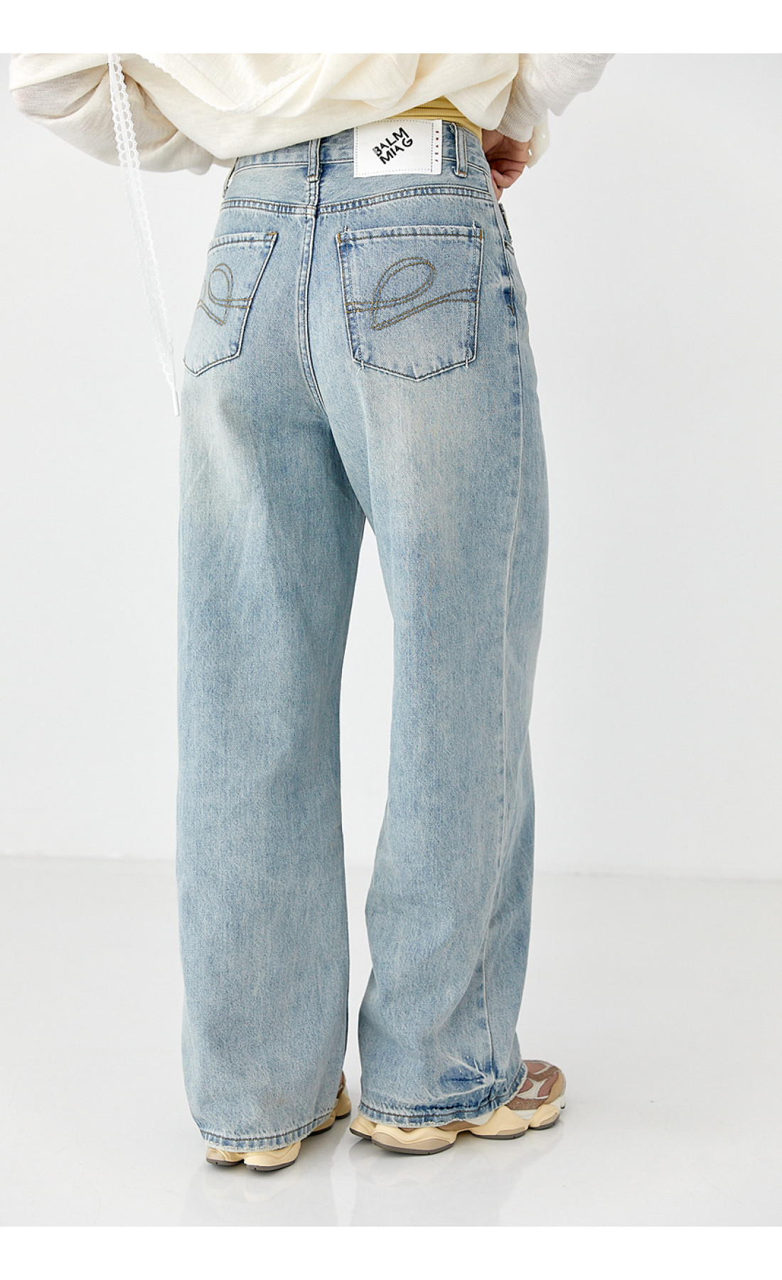 Джинси Wide leg з ефектом бруду  блакитний колір