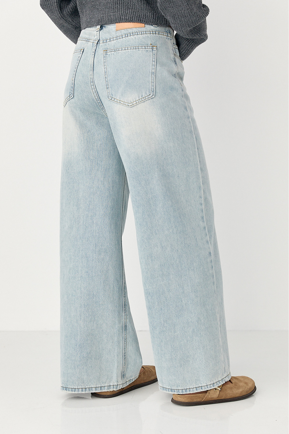 Прямі жіночі джинси Wide leg із високою посадкою  блакитний колір
