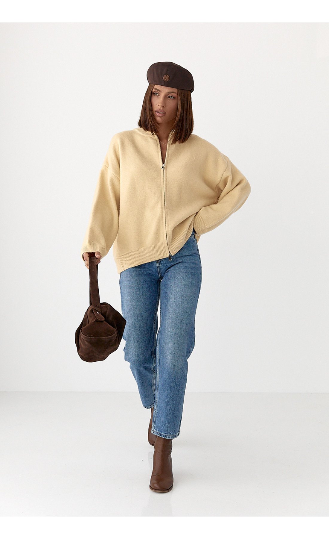 Момжіночі джинси з високою посадкою  синій колір