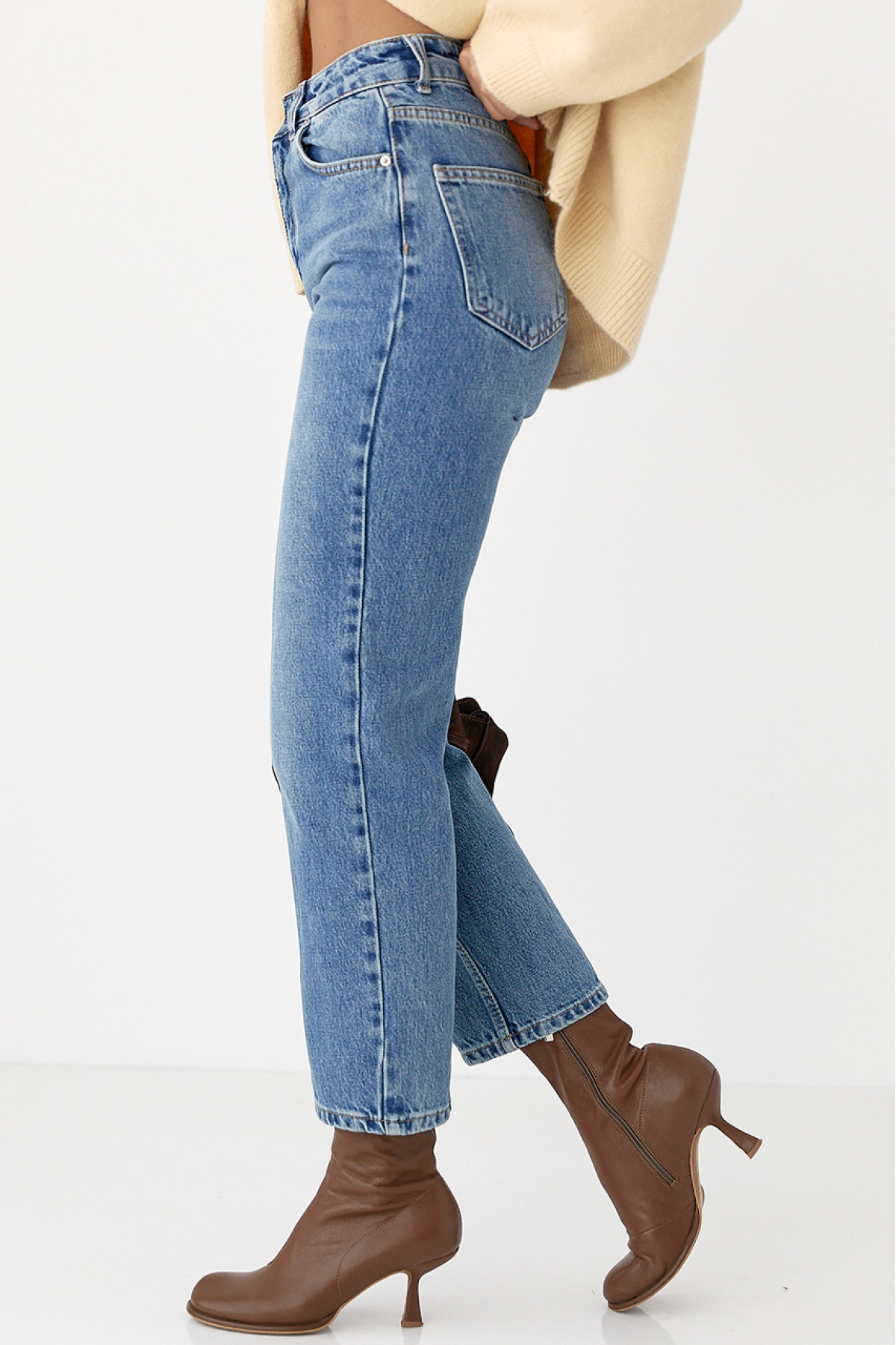 Момжіночі джинси з високою посадкою  синій колір