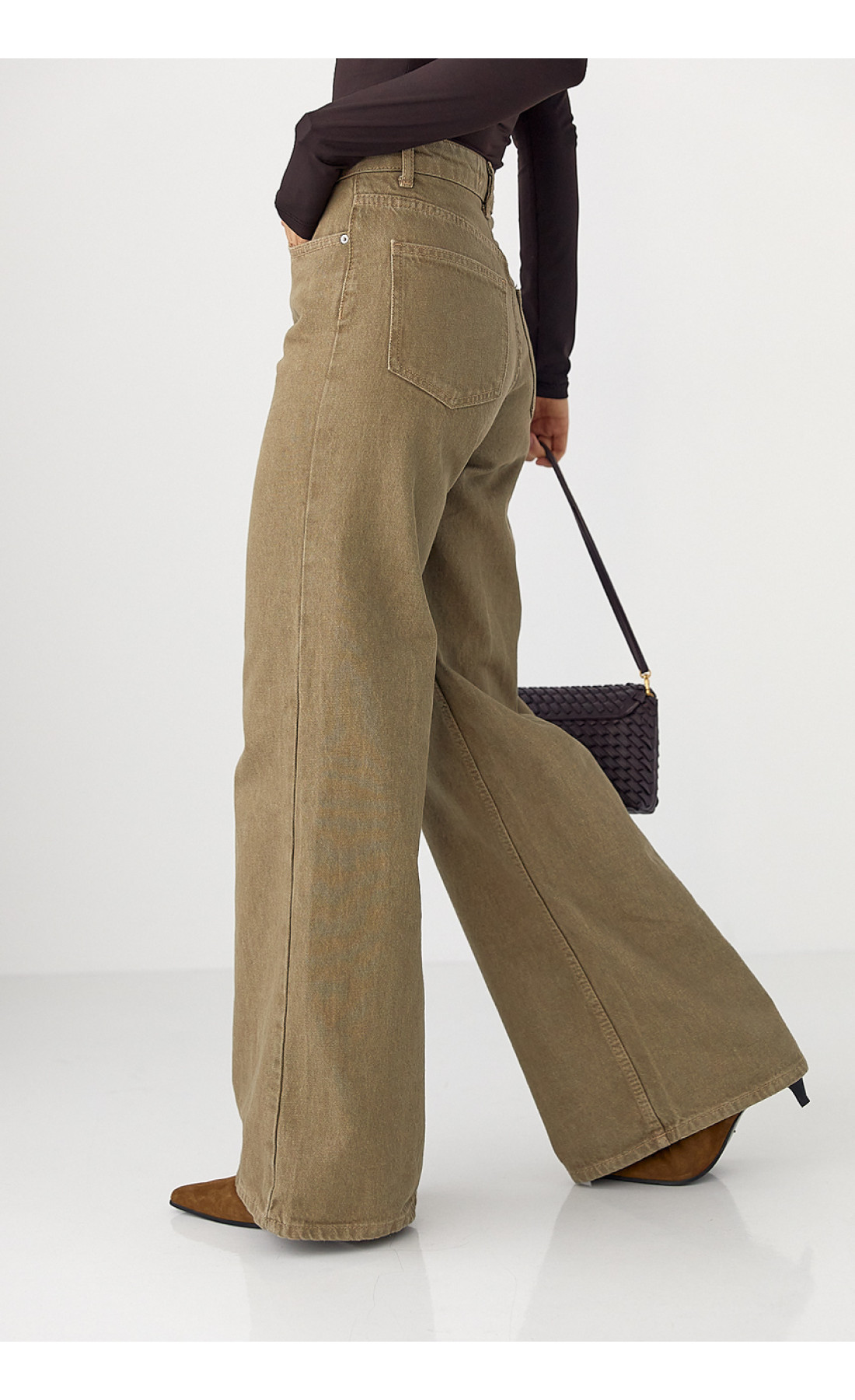 Широкі жіночі джинси Palazzo з високою талією  світлокоричневий колір