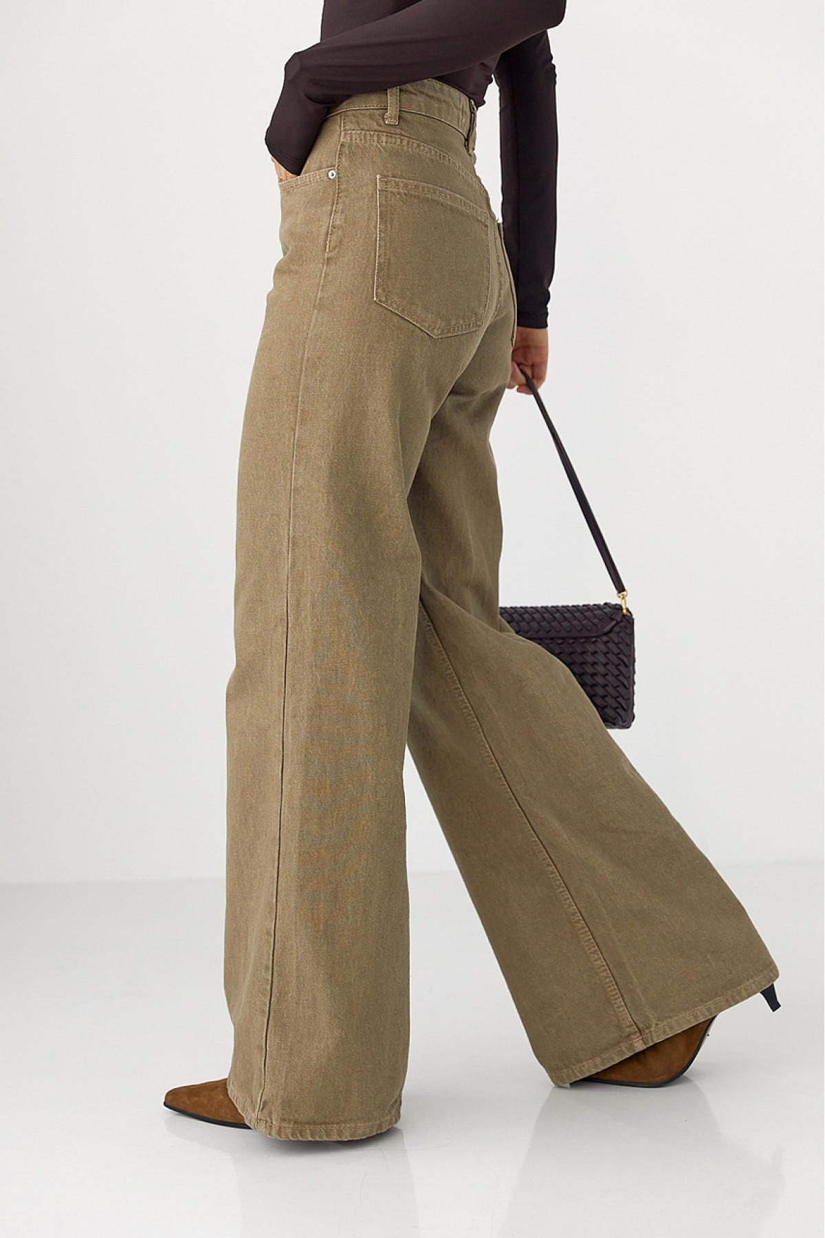 Широкі жіночі джинси Palazzo з високою талією  світлокоричневий колір