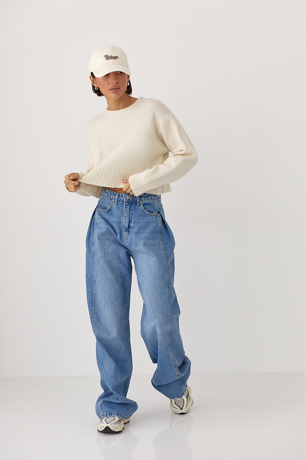 Сині широкі жіночі джинси Baggy  синій колір