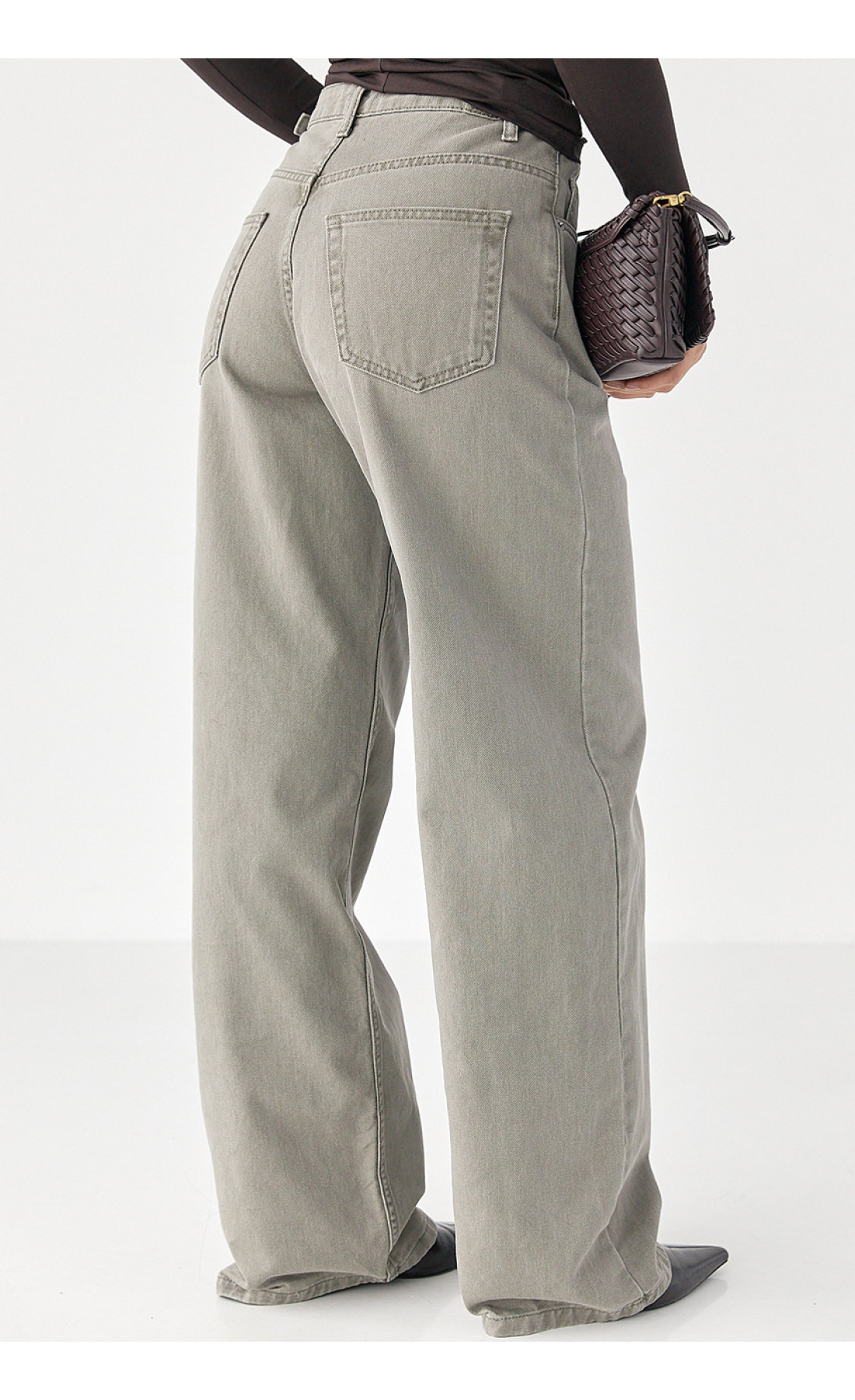 Джинси Palazzo із затяжками на талії  сірий колір