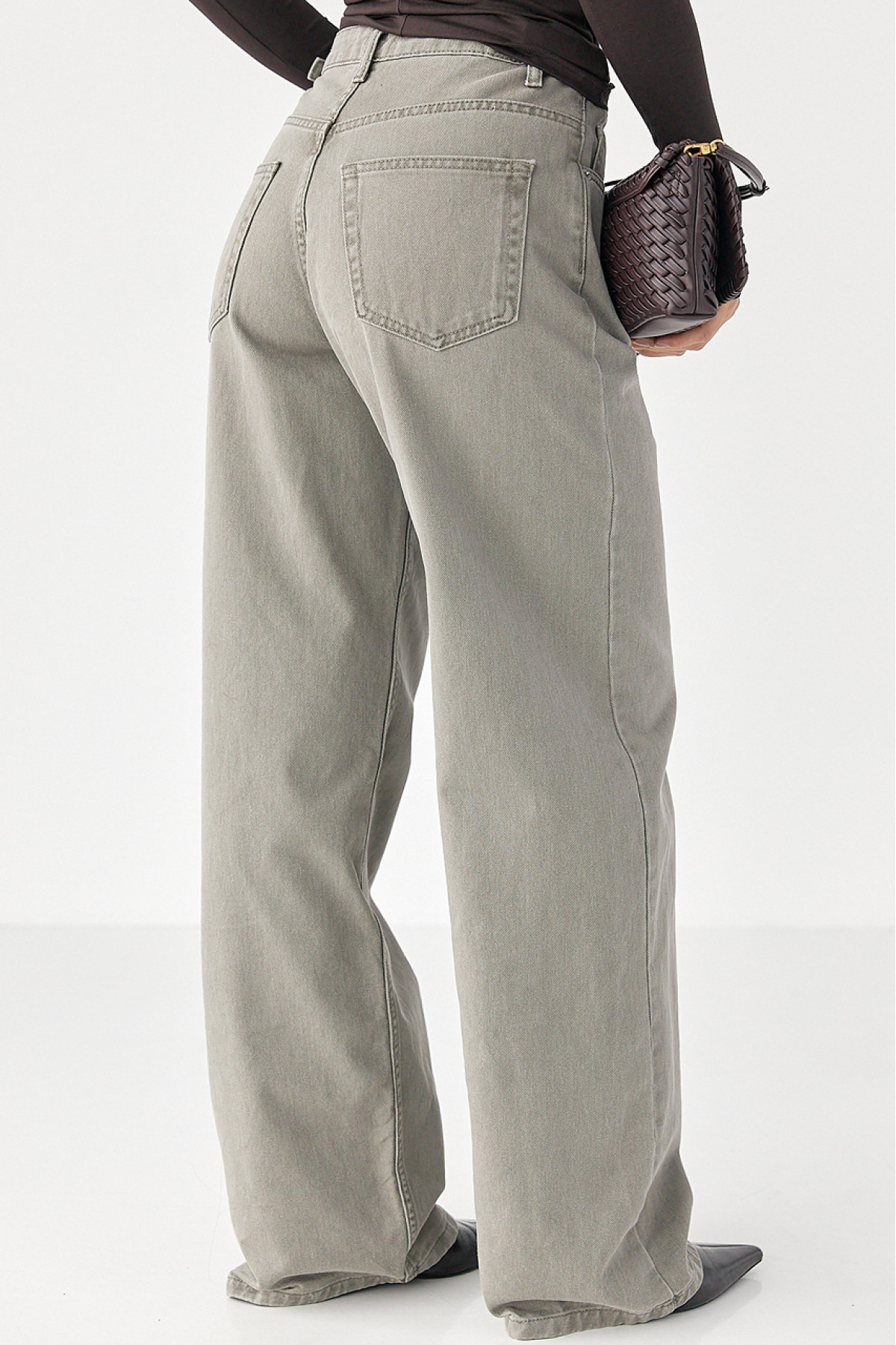 Джинси Palazzo із затяжками на талії  сірий колір