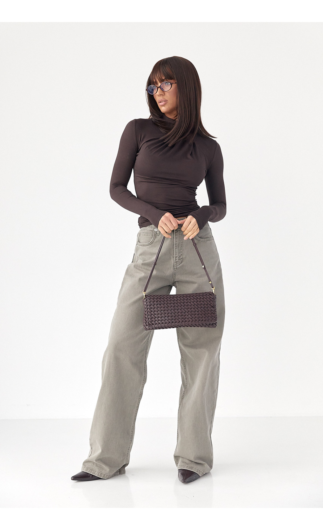 Джинси Palazzo із затяжками на талії  сірий колір