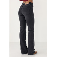 Жіночі прямі жіночі джинси з високою посадкою  чорний колір