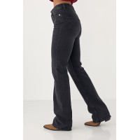 Жіночі прямі жіночі джинси з високою посадкою  чорний колір