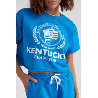 Жіночий спортивний комплект із шортами та футболкою  синій колір