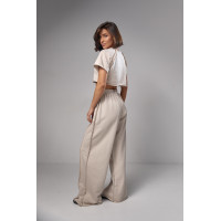 Жіночий трикотажний костюм у стилі grunge  бежевий колір