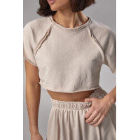 Жіночий трикотажний костюм у стилі grunge  бежевий колір