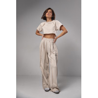 Жіночий трикотажний костюм у стилі grunge  бежевий колір