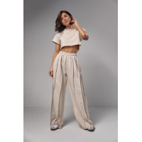 Жіночий трикотажний костюм у стилі grunge  бежевий колір