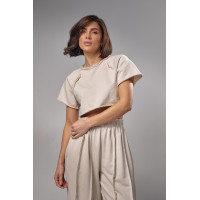 Жіночий трикотажний костюм у стилі grunge  бежевий колір