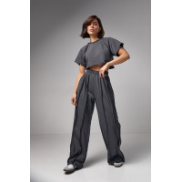 Жіночий трикотажний костюм у стилі grunge  темносірий колір