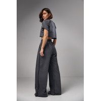 Жіночий трикотажний костюм у стилі grunge  темносірий колір