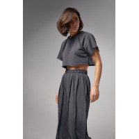 Жіночий трикотажний костюм у стилі grunge  темносірий колір