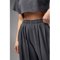 Жіночий трикотажний костюм у стилі grunge  темносірий колір