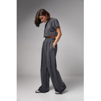 Жіночий трикотажний костюм у стилі grunge  темносірий колір