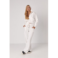 Спортивний костюм з коротким худі і штанами зі шнурівкою на поясі  молочний колір